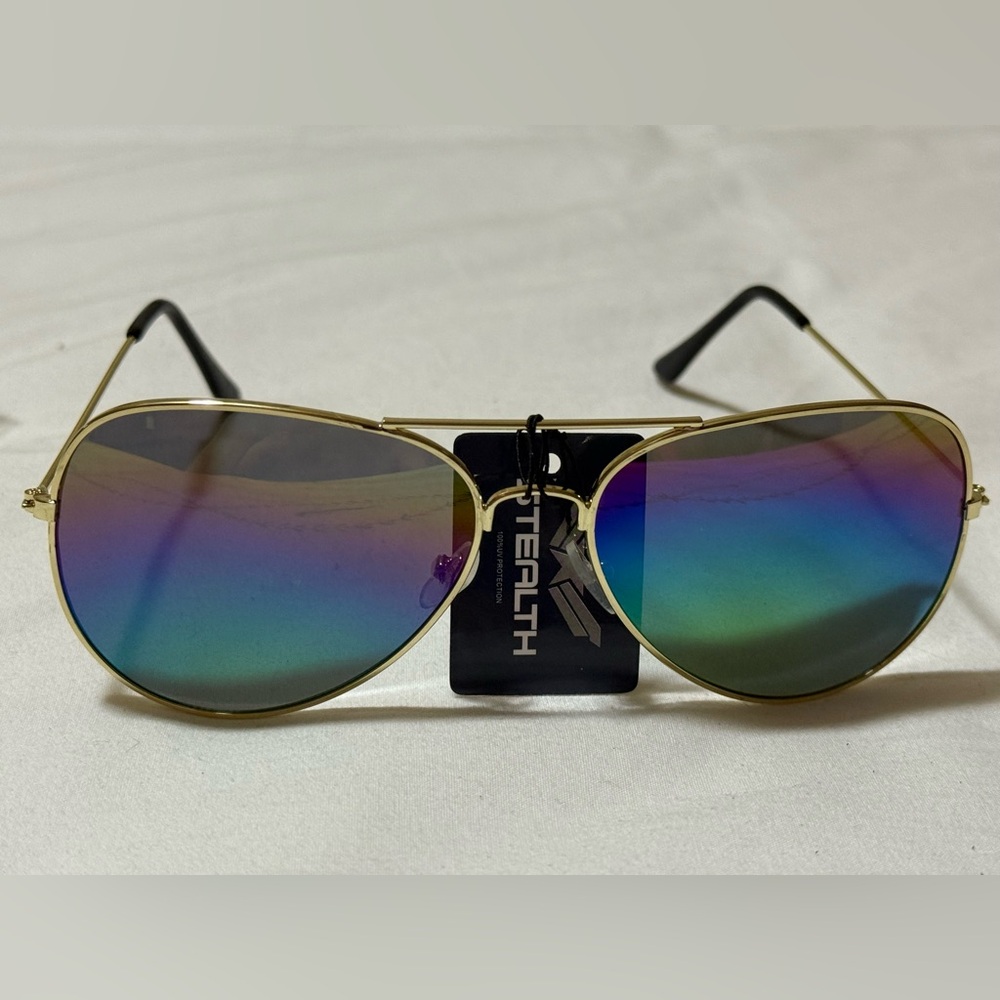 Stealth Aviator Sunglasses with Rainbow Lenses